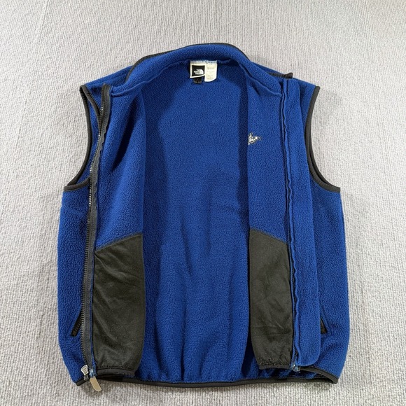 Vtg The North Face TNF Fleece‎ Mens Vest Medium Blue Full Zip 90's Hiking - Picture 4 of 7